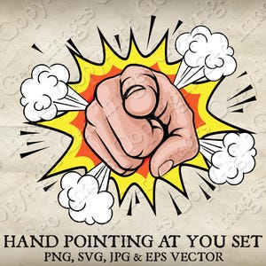 Hand Pointing Finger Uncle Sam Wants or Needs You Style Cartoon Clip Art Illustration Pop Art. Vector SVG, EPS transparent PNG, pg Clipart