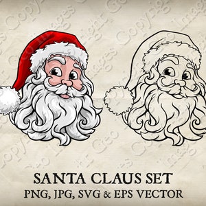 Papai Noel Face Pai Natal Cabeça Arte Clipart Vetor SVG EPS transparente PNG Xmas Clip Art Desenho Ilustração