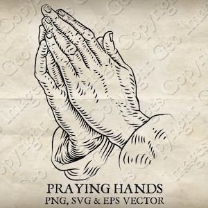 Praying hands in Christian prayer illustration inspired by Albrecht Durer&#39;s 1508 study, PNG, SVG and EPS Vector Files