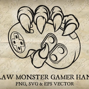 Gamer Monster Claw Hand Holding A Video Game Videogame Controller Artwork. Vector SVG, EPS, jpg transparent PNG Clipart
