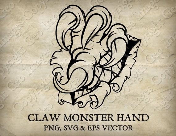 Monster, Tiger, Dragon or Eagle Claw Hand With Talons Ripping and Tearing  Metal or Paper Clip Art. Vector SVG, EPS Transparent PNG, Clipart -   Canada