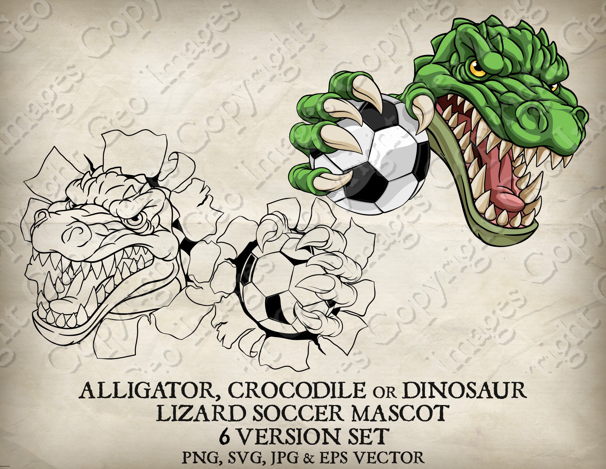 Football Lizard Alligator, Dinosaur, Crocodile, Lizard, Dragon or T Rex Soccer Football ...