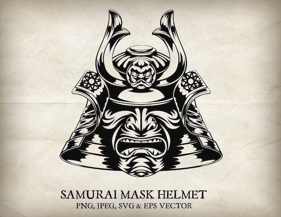 Samurai Mask Japanese Warrior Head Vector Helmet. With Individual PNG,  Jpeg, EPS and SVG Files - Etsy
