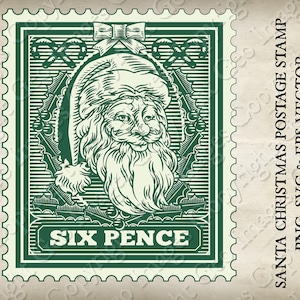 Santa Claus Padre Navidad Carta Vintage Envío Postal Polo Norte Correo Sello Arte Clipart Vector SVG EPS transparente PNG Clip Art