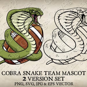 Cobra American Football Snake Viper King Cobra Sports Team Cobras Viper Mascot Cartoon Wrapped Around Ball Logo Vector SVG EPS PNG Jpg