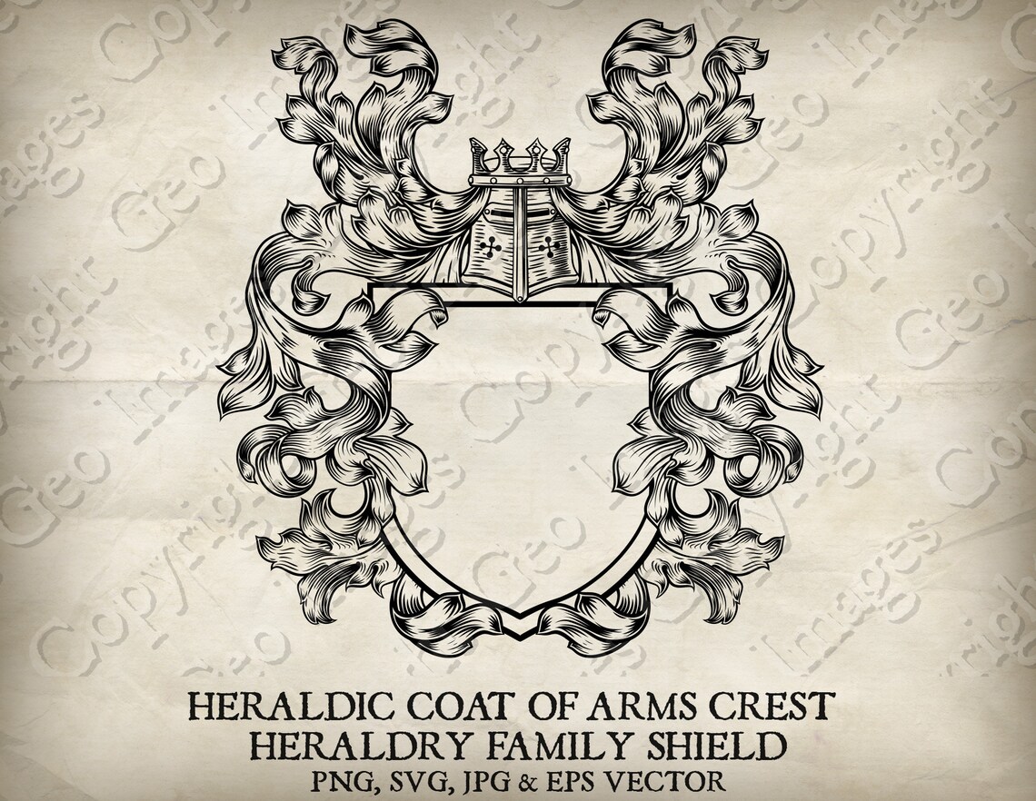 Heraldic Coat of Arms Crest Heraldry Knight Medieval Family Shield ...