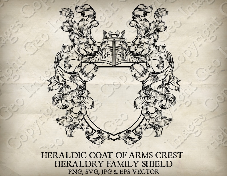 Heraldic Coat of Arms Crest Heraldry Knight Medieval Family Shield ...