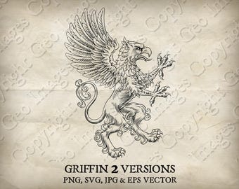 Griffioen, griffioen, griffioen, staand, ongebreideld, heraldisch, familiewapen, wapenschild, heraldiek. Svg, eps en png, jpg-schildillustratie vector