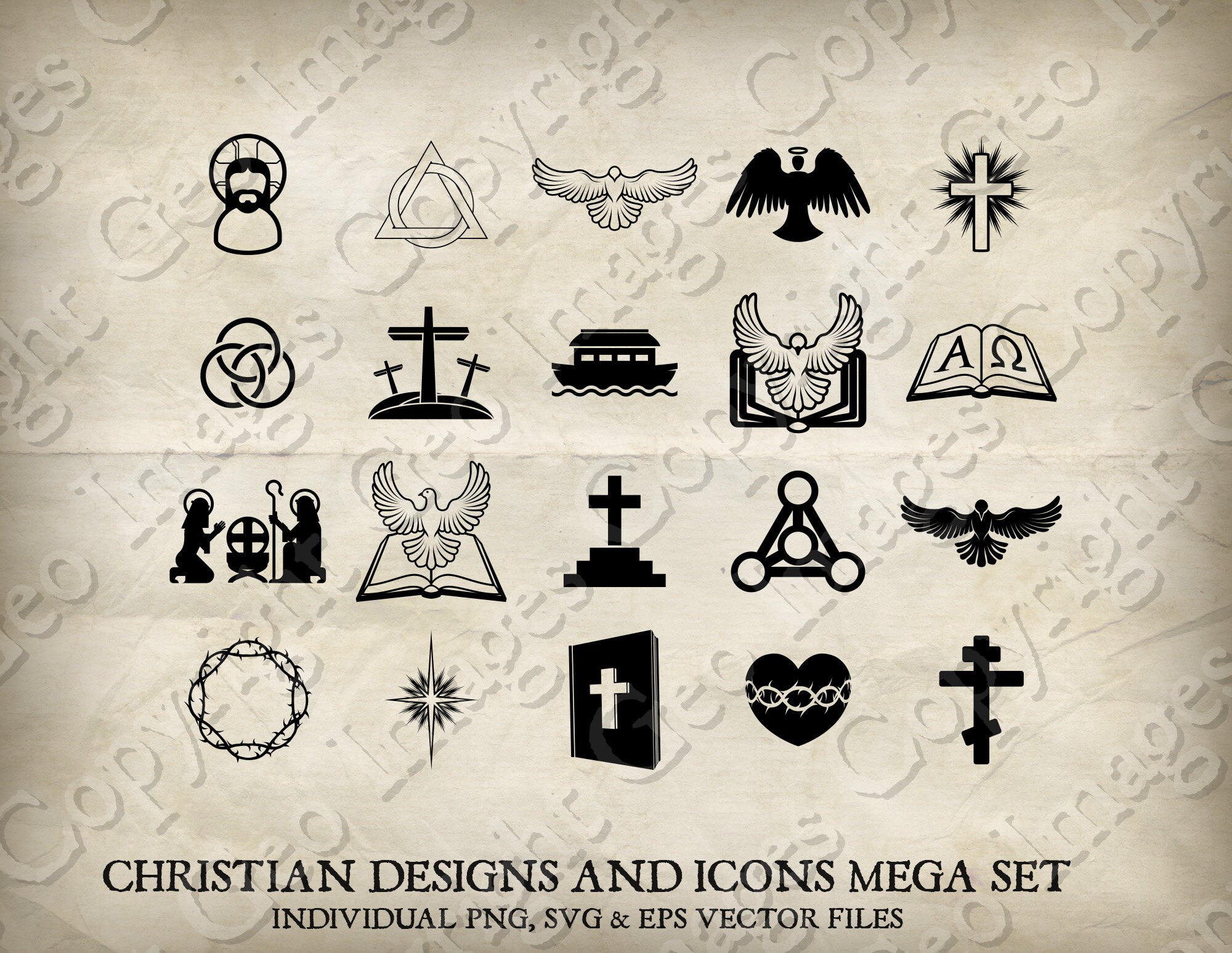 Christian Religious Faith Design Bundle Vector Set Chrismons. Each ...
