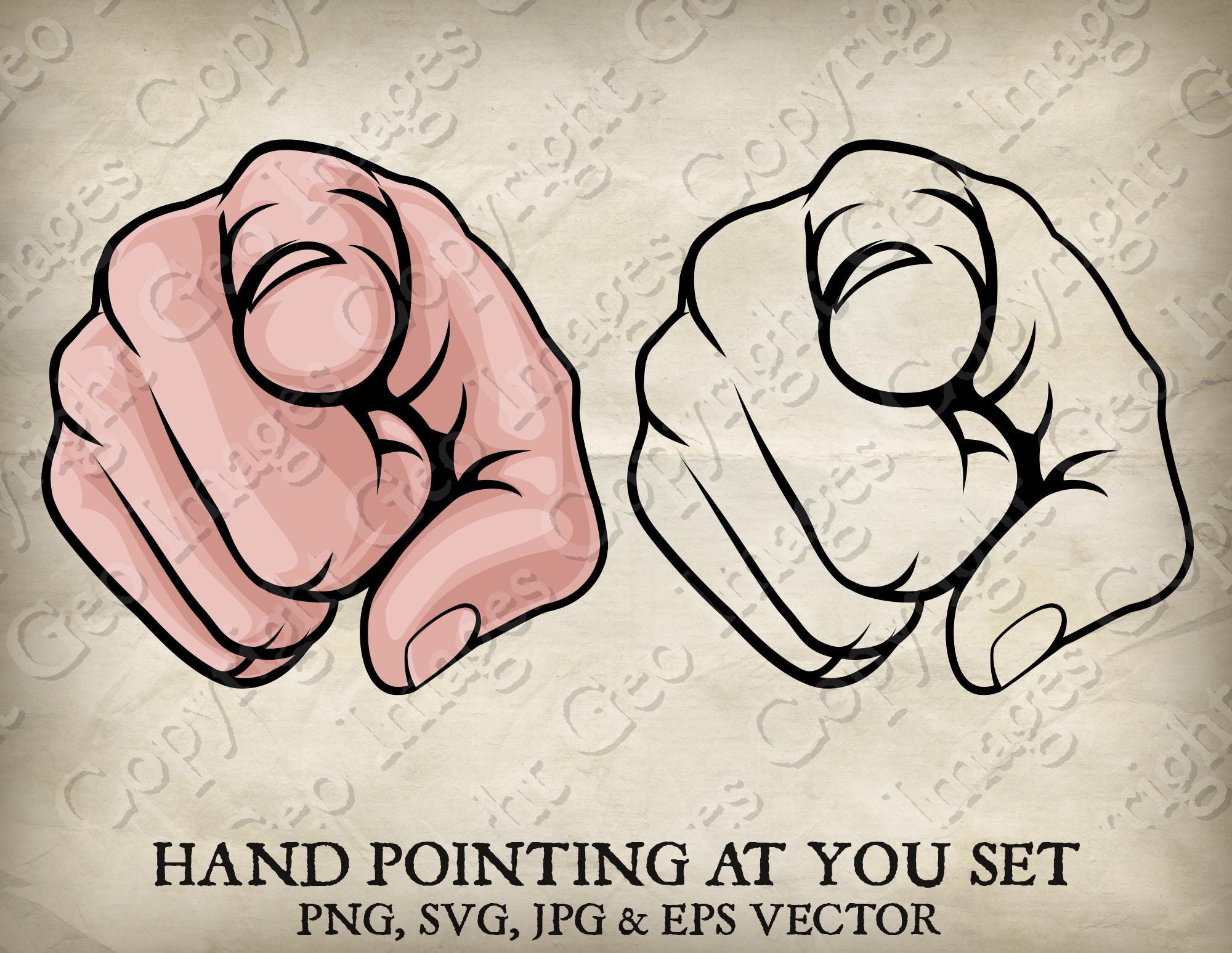 Hand Pointing Finger Uncle Sam Wants or Needs You Style Cartoon Clip Art Illustration. Vector SVG, EPS transparent PNG, and Jpg Clipart