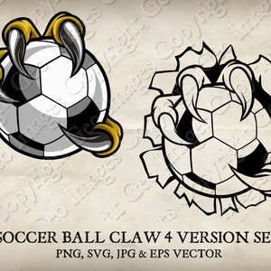 Soccer Football Monster, Tiger, Wolf, Dragon or Eagle Claw Hand Talons Holding Ball vector. 4 versions in individual PNG, EPS and SVG files