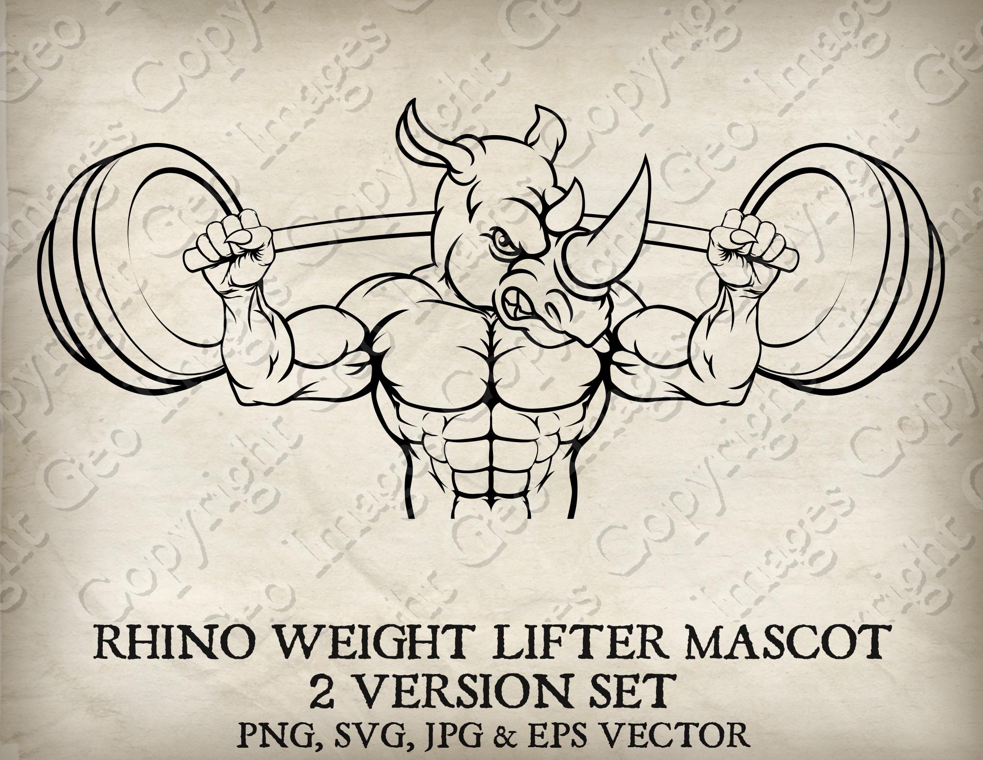 Rhino Rhinoceros Weight Lifting Weight Lifter Gym Weightlifting ...