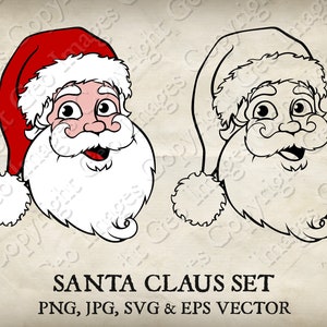 Papai Noel Face Pai Natal Cabeça Arte Clipart Vetor SVG EPS transparente PNG Xmas Clip Art Desenho Ilustração
