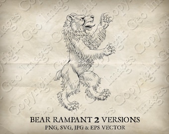 Grizzly beer staat ongebreideld op de achterpoten Heraldisch familiewapen Wapenwapenschild. Vectorillustratie van svg, eps, png, jpg-schildontwerp