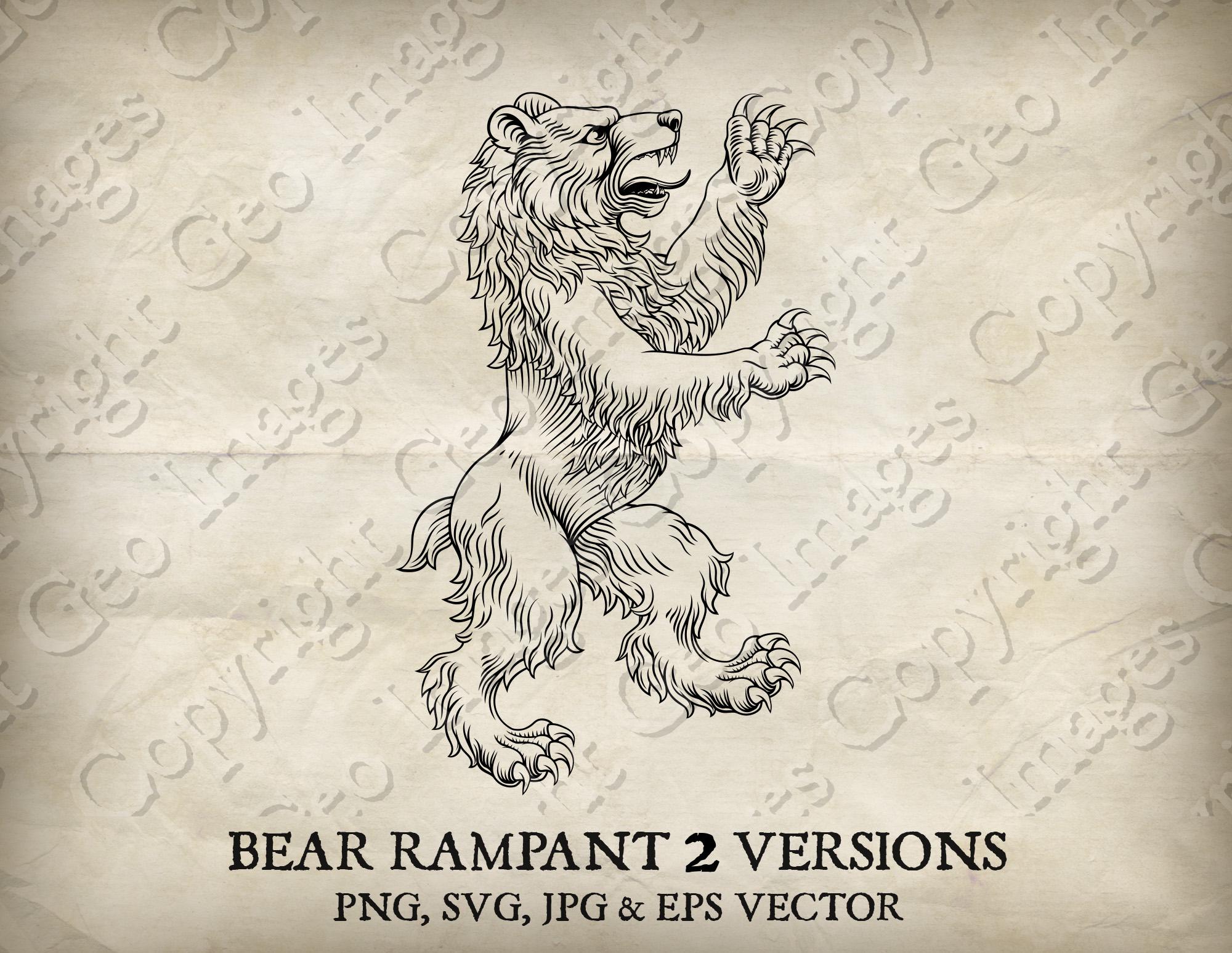 Bear Grizzly Standing Rampant on Hind Legs Heraldic Family Crest Coat ...