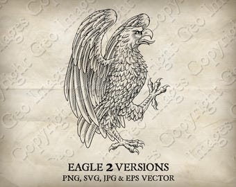 Adelaar, havik, valk, Amerikaanse zeearend vintage stijl heraldisch familiewapen wapenschild heraldiek. Vector Svg Eps Png Jpg Schild Illustratie Ontwerp