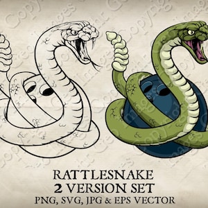 Rattlesnake or Rattle Snake Bowling Sports Team Rattlers Viper Mascot Cartoon Wrapped Around Ball Logo Vector SVG EPS PNG Jpg 2 Versions