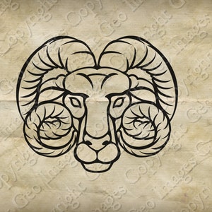 Aries the Ram Zodiac Horoscope Sign Symbol icon; Astrology birth star sign, png transparent background, jpg, vector eps and svg formats
