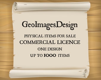 Fysiek item Commerciële gebruikslicentie voor elk enkel ontwerp in GeoImagesDesign. Om maximaal 1000 fysieke artikelen voor verkoop te produceren.