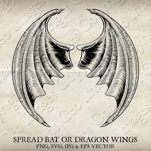 Puede incluir: Ilustración en blanco y negro de alas de murciélago o dragón extendidas. Las alas están detalladas con líneas y curvas intrincadas, creando una imagen dramática y poderosa.