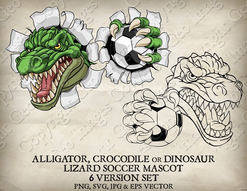 Football Lizard Alligator, Dinosaur, Crocodile, Lizard, Dragon or T Rex Soccer Football ...