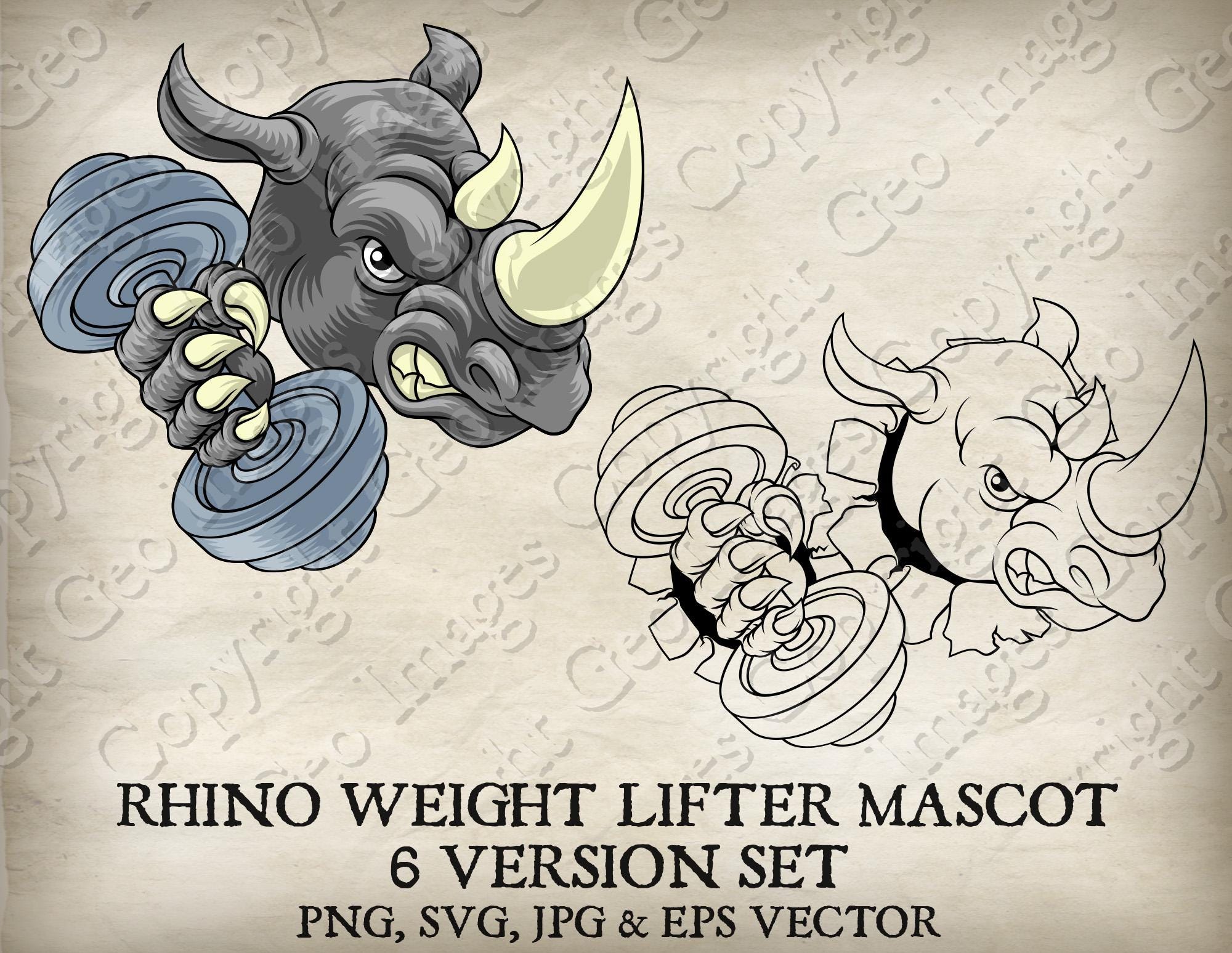 Rhino Rhinoceros Weight Lifting Weight Lifter Gym Weightlifting ...
