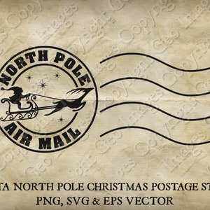 Polo Norte Santa Claus Padre Navidad Carta Entrega Correo Marca postal Sello postal Clipart Vector SVG EPS transparente PNG Clip Art
