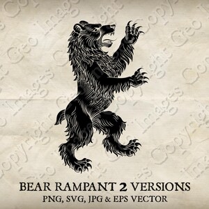Bear Grizzly Standing Rampant on Hind Legs Heraldic Family Crest Coat ...