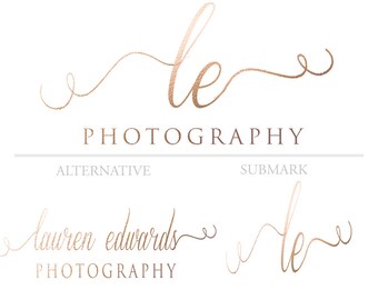 Rose Gold Premade Logo Design| Rose Gold Script Logo Design | DIY Premade Logo Design | Premade Photography Logo Design | Branding Package