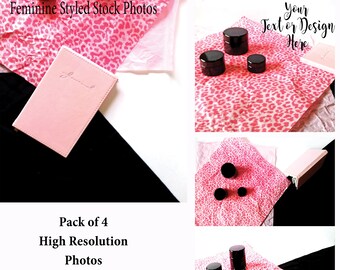 Styled Stock Photo Pack of 4| Pink & Black feminine Styled Stock Photos | Styled Stock for Bloggers| Photos for blog| Pretty Photos