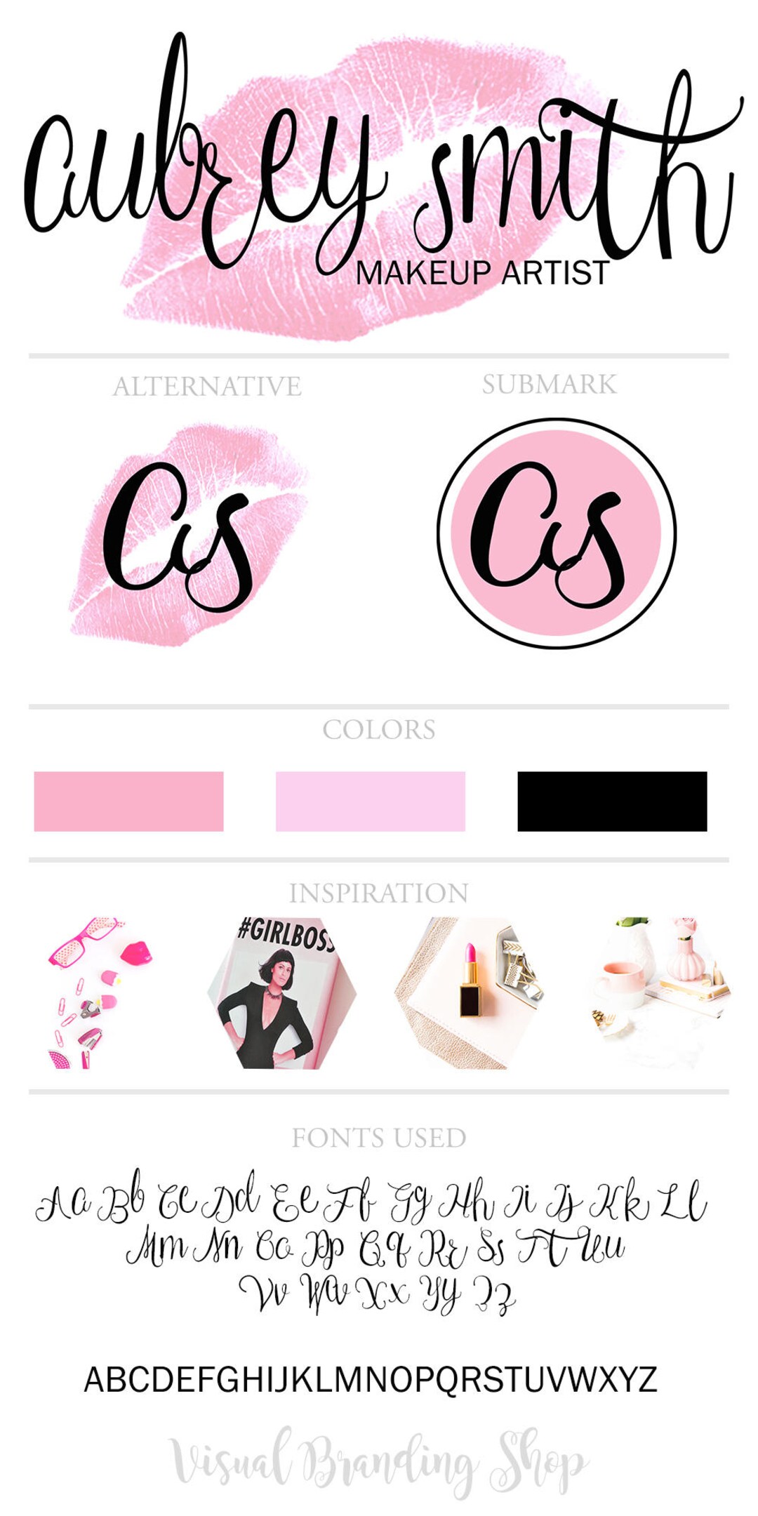 Marked Script Makeup Makeup Artist Logo Design | Premade Logo Design | Lips Logo Design ...
