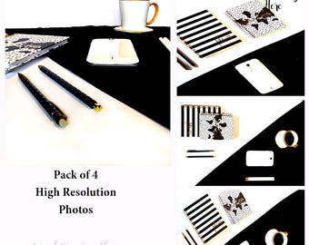 Styled Desk Photos | Feminine Styled Stock Photos | Styled Stock Photo Pack | Gold Black & White Styled Stock Photos | Photos for bloggers