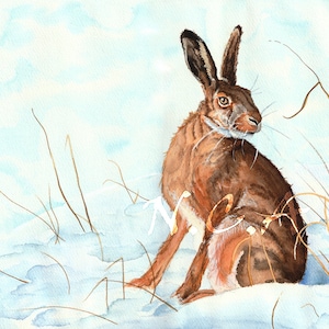 Hare in the Snow - Original by Nicholas Clack