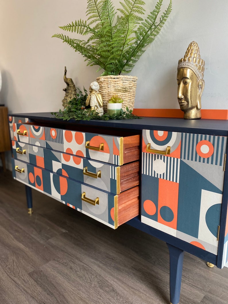 Mid Century Modern Retro Sideboard TV Unit Upcycled Etsy
