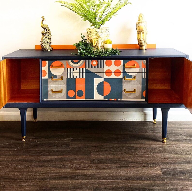 Mid Century Modern Retro Sideboard TV Unit Upcycled Etsy