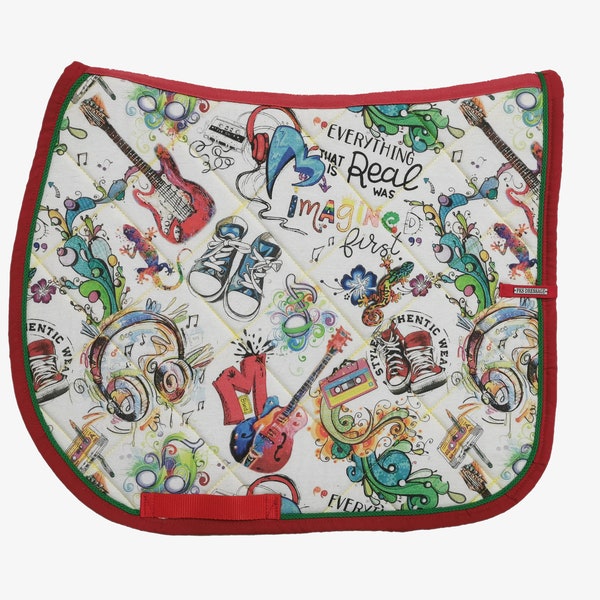 Tapis de selle petit cheval ou poney motifs Rock and Roll