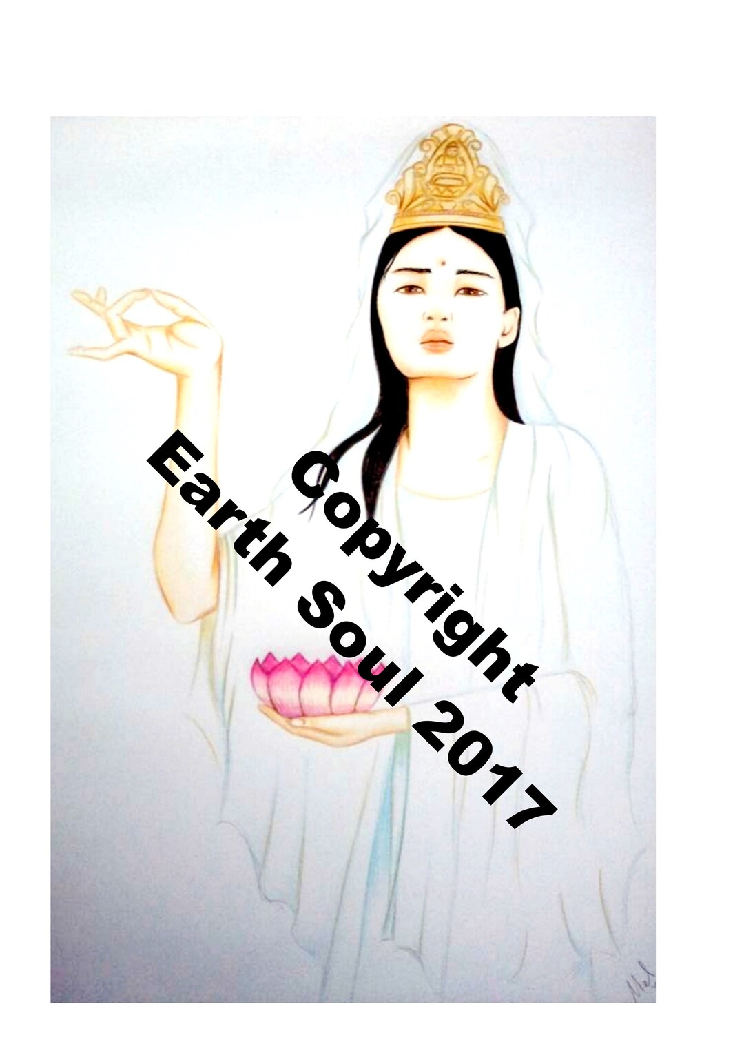 Kwan Yin Meditation Card Digital Download, Self Meditation, Mindfulness