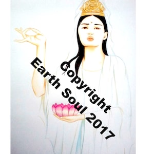 Kwan Yin meditatiekaart-digitale download, zelfmeditatie, mindfulness, welzijn