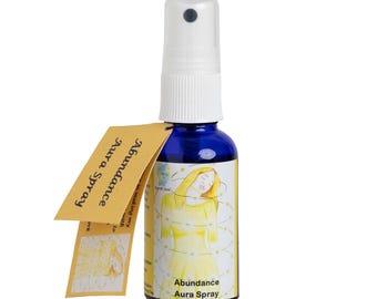 Abundance Aromatherapy Aura Spray, Vegan Friendly, Meditation, Room Fragrance, Essential Oils, Crystal Waters