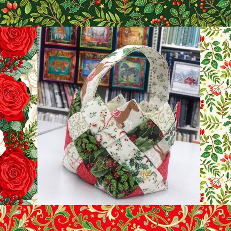 Christmas basket pattern in English  DIY quilted basket  image 1