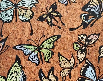 Cork Gold Print Butterfly Bright cork fabric from katia Fabrics.