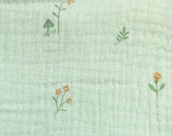 Double gauze fabric "Botanist", 100% Oeko-Tex cotton. Distributed by Katia.
