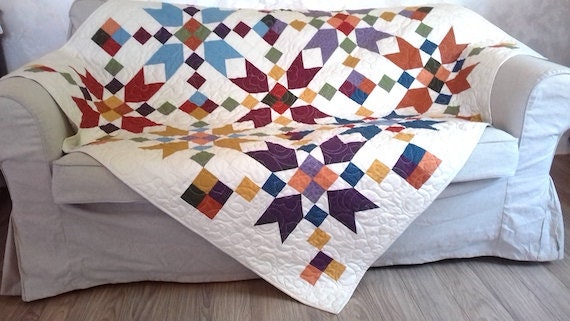 DIY Autumn Stars Quilt Tutorial. Quilt Pattern. PDF Tutorial for