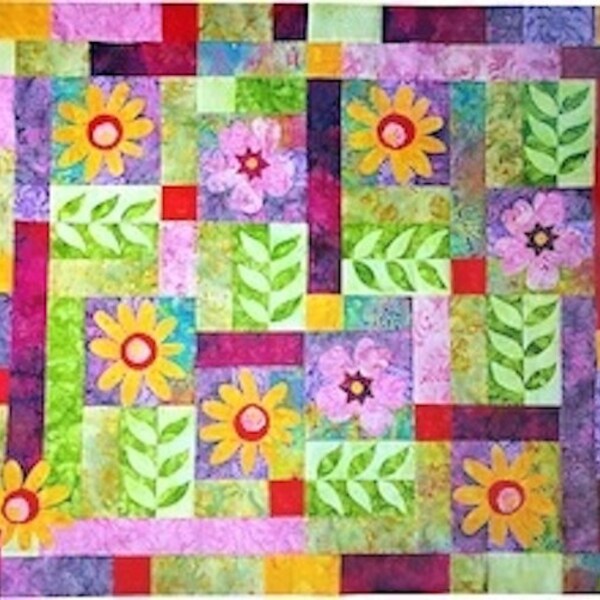 Tuto Quilt Renaissance en PDF - Patchwork à faire soi-même - Patron patchwork - Technique rapide machine - Tutoriel quilt printemps PDF