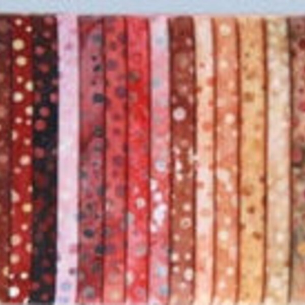 Bali Roll Nature. Bali Pop batik multicolore. 40 bandes de tissus batiks pour patchwork et tissage.