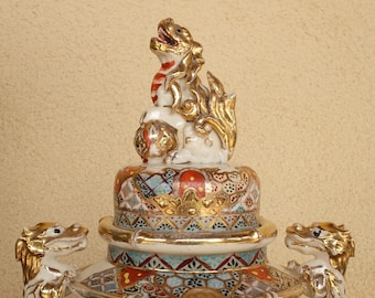 Japanese Satsuma Double Handle Censer - Meiji Period Original