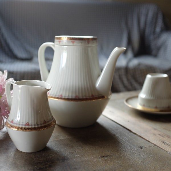 Unique Art Deco Gareis Waldsassen Bavaria Porcelain Tea Set for Six