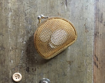 Original Italian Mid Century Purse with Rounded Metal Frame and Kissing Clasp -- 1960
