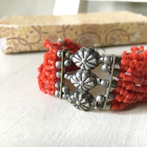 Retro Multi-Strand Mediterranean Deep Red Coral Bracelet