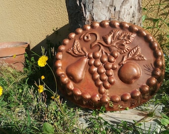 Italian Vintage Copper Mould with Fall Fruits Embossed - 1960s circa